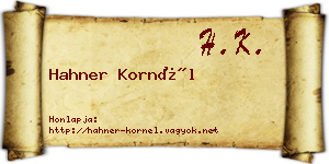 Hahner Kornél névjegykártya