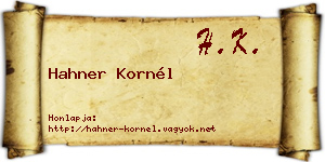 Hahner Kornél névjegykártya